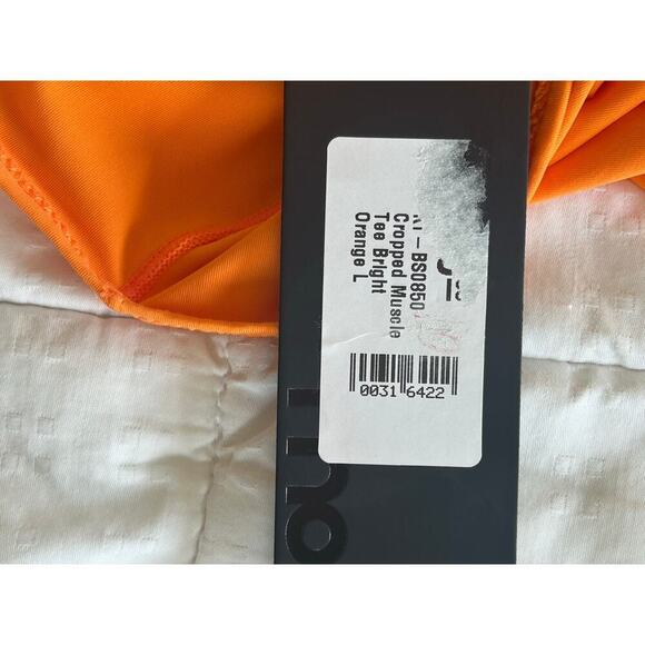 Mono B Bright Orange Cropped Fitted Muscle Tee Women’s Size M - Picture 4 of 9
